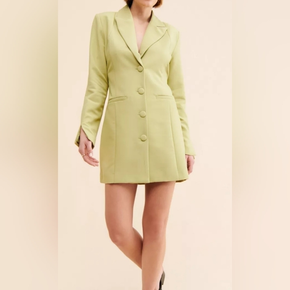 4th & Reckless *GREEN* Blazer Coat Dress Open Back-Size Medium - Picture 4 of 7